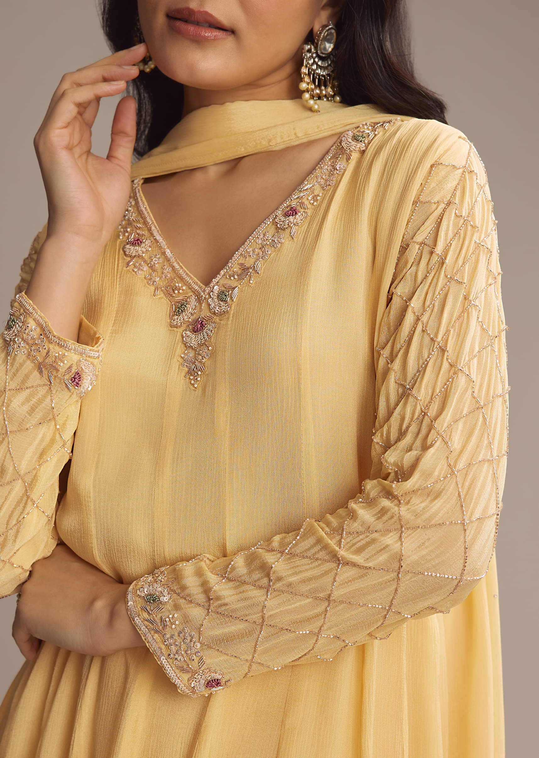 20506-light-yellow-chinon-anarkali-suit-with-cutdana-and-sequins-work-1.jpg Light Yellow Chinon Anarkali Suit With Cutdana And Sequins Work