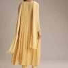 Light Yellow Chinon Anarkali Suit With Cutdana And Sequins Work