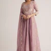 Lavender Embroidered Anarkali With Dupatta
