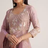 Lavender Embroidered Anarkali With Dupatta