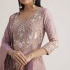 Lavender Embroidered Anarkali With Dupatta