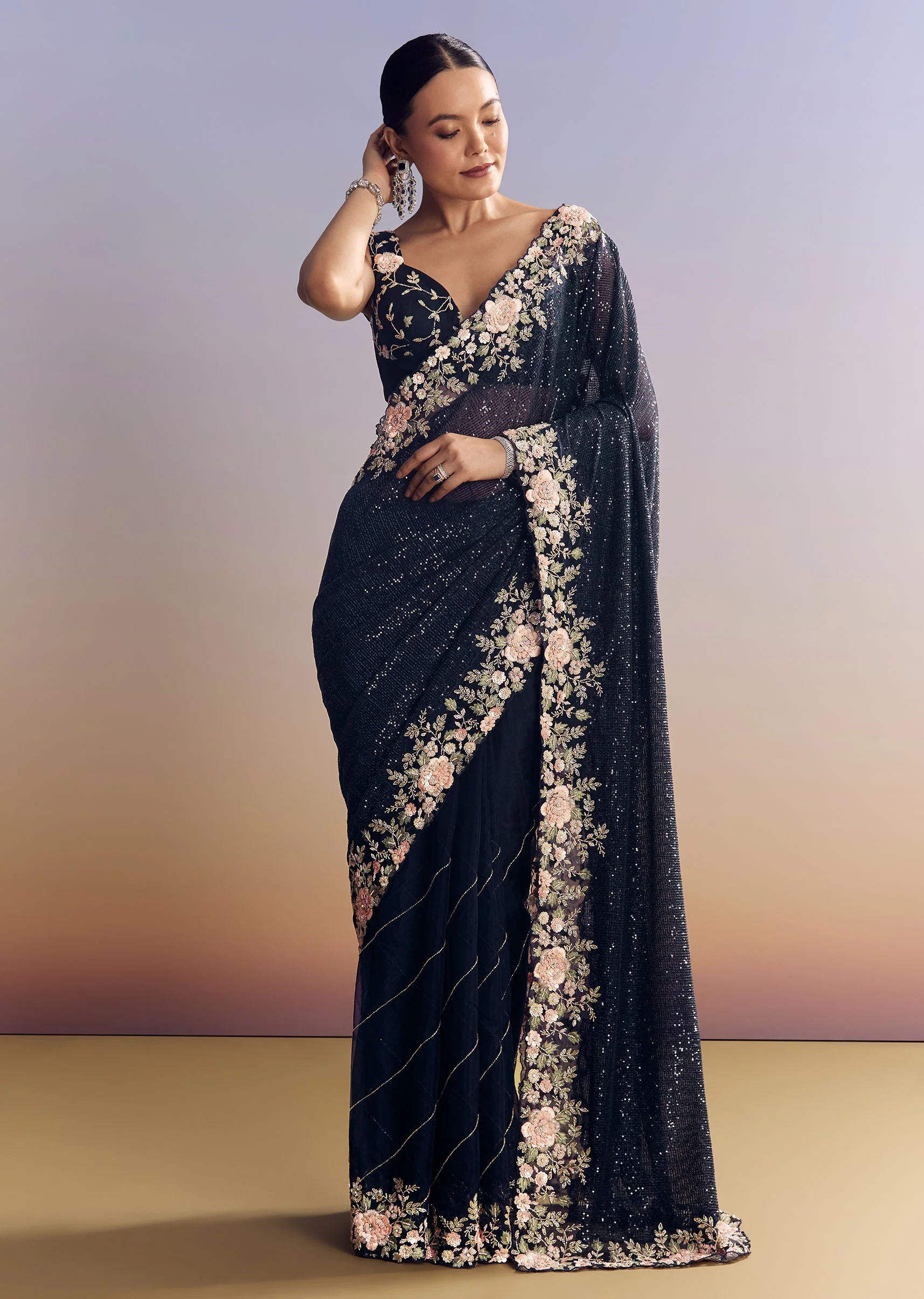 2057-midnight-blue-half-and-half-saree-with-floral-sequin-embroidery-1.webp Midnight Blue Half And Half Saree With Floral Sequin Embroidery