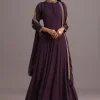Purple Embroidered Anarkali Suit With Dupatta