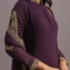 Purple Embroidered Anarkali Suit With Dupatta