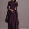 Purple Embroidered Anarkali Suit With Dupatta