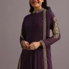 Purple Embroidered Anarkali Suit With Dupatta