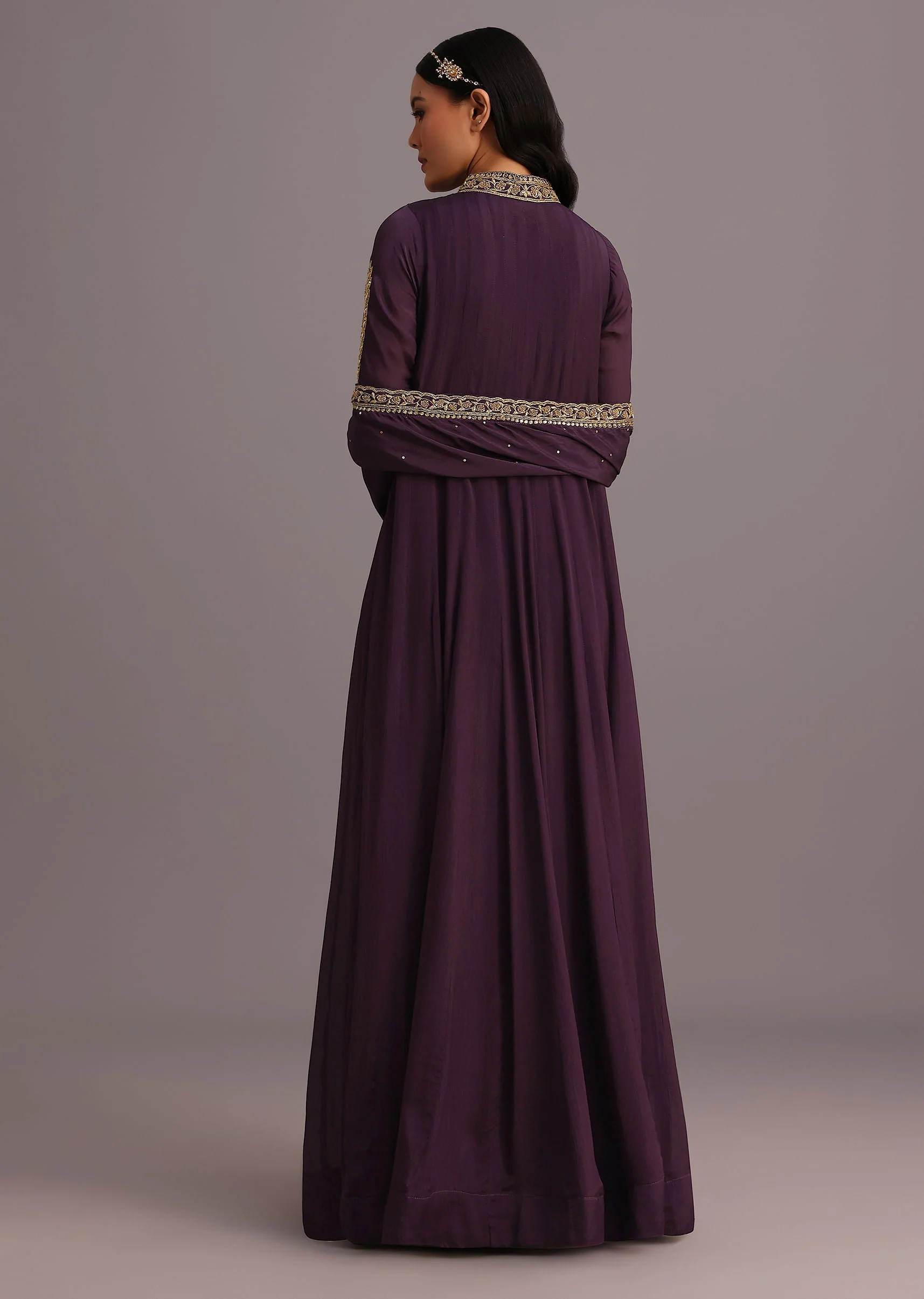 Purple Embroidered Anarkali Suit With Dupatta