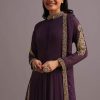Purple Embroidered Anarkali Suit With Dupatta