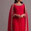 Pink Embroidered Anarkali Suit With Dupatta