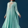 Sky Blue Chinon Anarkali Suit With Dupatta And Moti Cut Dana Work