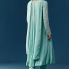 Sky Blue Chinon Anarkali Suit With Dupatta And Moti Cut Dana Work