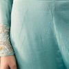 Sky Blue Chinon Anarkali Suit With Dupatta And Moti Cut Dana Work