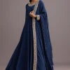 Blue Embroidered Anarkali Suit With Dupatta