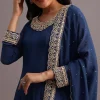 Blue Embroidered Anarkali Suit With Dupatta