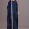 Blue Embroidered Anarkali Suit With Dupatta