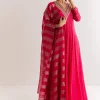 Pink Chinon Anarkali Set With Zardosi Sequins And Cutdana Work