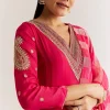 Pink Chinon Anarkali Set With Zardosi Sequins And Cutdana Work