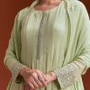 Pista Green Chinon Beaded Stone Work Anarkali Suit