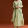 Pista Green Chinon Beaded Stone Work Anarkali Suit