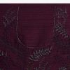 Wine Satin Saree With Heavy Floral Embroidery In Sequins And Cutdana