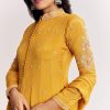 Yellow Chinon Anarkali Suit With Moti Sequins And Cutdana Dupatta
