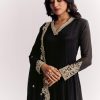 Black Chinon Anarkali Suit With Zardosi Work And Embroidered Dupatta