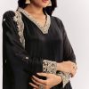 Black Chinon Anarkali Suit With Zardosi Work And Embroidered Dupatta