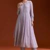 Lavender Chinon Anarkali Suit With Beads And Stone Work