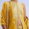 Yellow Sequins Embroidered Front Slit Anarkali Suit With Dupatta