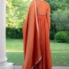 Warm Rust Orange Brocade Cutdana Beaded Anarkali Suit