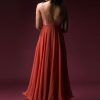 Coral Anarkali Suit With Geometric Shaped Mirror Accented Bodice And Fun Layered Hemline