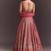 Punch Pink Embroidered Anarkali With Net Dupatta