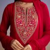 Red Georgette Anarkali Suit With Zari And Sequins Work