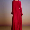 Red Georgette Anarkali Suit With Zari And Sequins Work