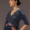 Navy Blue Hand Embroidered Anarkali Suit With Dupatta