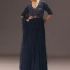 Navy Blue Hand Embroidered Anarkali Suit With Dupatta