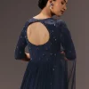 Navy Blue Hand Embroidered Anarkali Suit With Dupatta