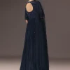 Navy Blue Hand Embroidered Anarkali Suit With Dupatta