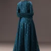Teal Blue Chanderi Silk Hand Work Angarkha Set