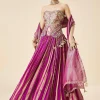 Purple Embroidered Fusion Lehenga Set