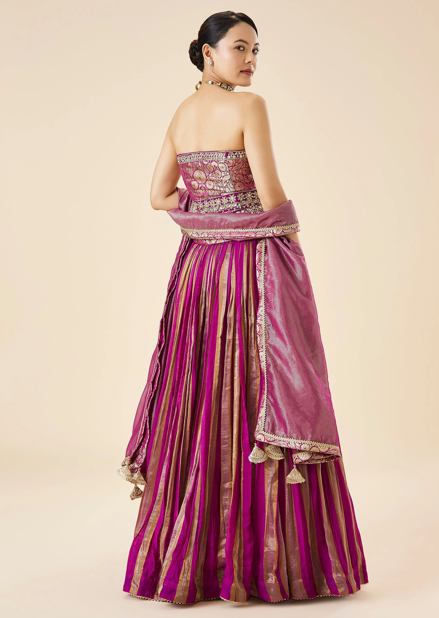 Purple Embroidered Fusion Lehenga Set