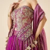 Purple Embroidered Fusion Lehenga Set