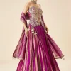 Purple Embroidered Fusion Lehenga Set