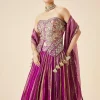Purple Embroidered Fusion Lehenga Set