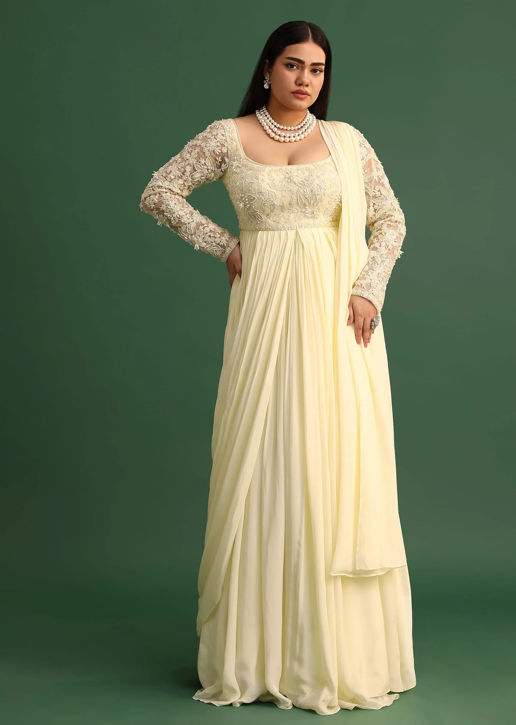 20957-off-white-pallu-style-draped-anarkali-suit-1.webp Off White Pallu Style Draped Anarkali Suit
