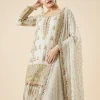 Mint Blue Embroidered Kurta Lehenga Set