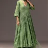Green Chanderi Silk Hand Work Kurta Set