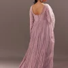Lavender Embroidered Anarkali Suit With Organza Dupatta