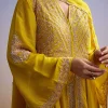 Yellow Russian Silk Palazzo Suit With Cut Dana And Sequins Work