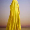 Yellow Russian Silk Palazzo Suit With Cut Dana And Sequins Work